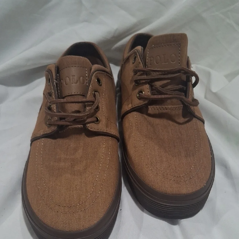 Polo by Ralph Lauren Brown Boat Shoes with Suede Upper and Lace Detailing